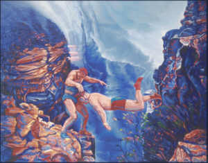 Wrestlers, Flying Tackle painting